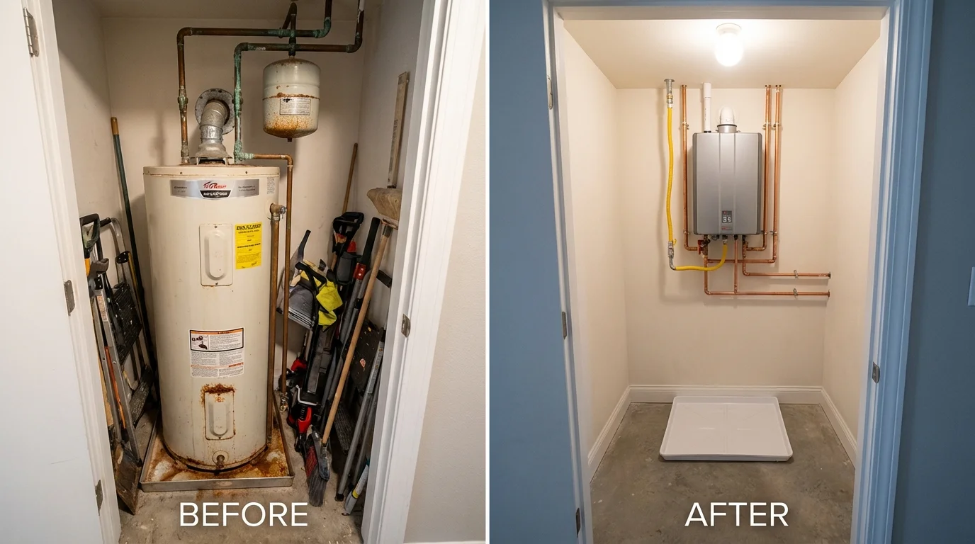 Tank water heater versus wall-mounted tankless unit comparison for Kingston, NY homeowners
